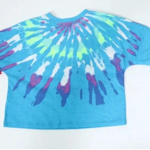 Girls 2 Piece Justic Blue Tie Dye Shorts Tee Outfit Set - Picture 3 of 4